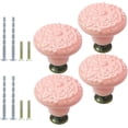 thumbnail image 1 of 4pcs Pink Ceramic Knobs, Vintage & Retro Dresser & Cabinet Knobs & Pulls for Closet, Cupboard & Furniture Doors, 1 of 13