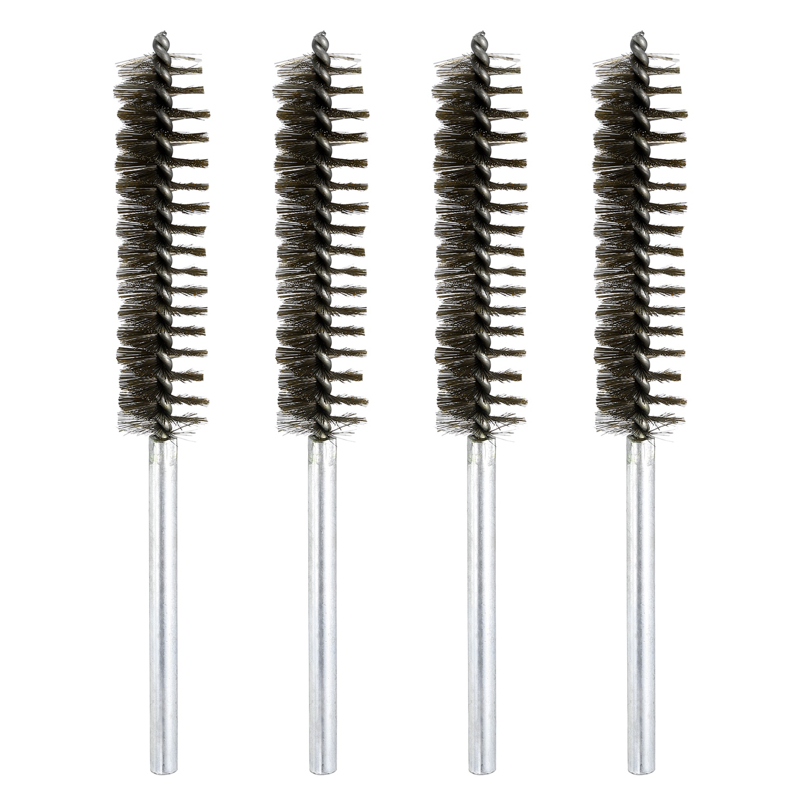4pcs Pipe Cleaners Brush Set 0.98 Inch Stainless Steel Bristles Cleaning Brush with Ergonomic Handle for Bottles Straws Pipes Keyboards Tubes, Silver
