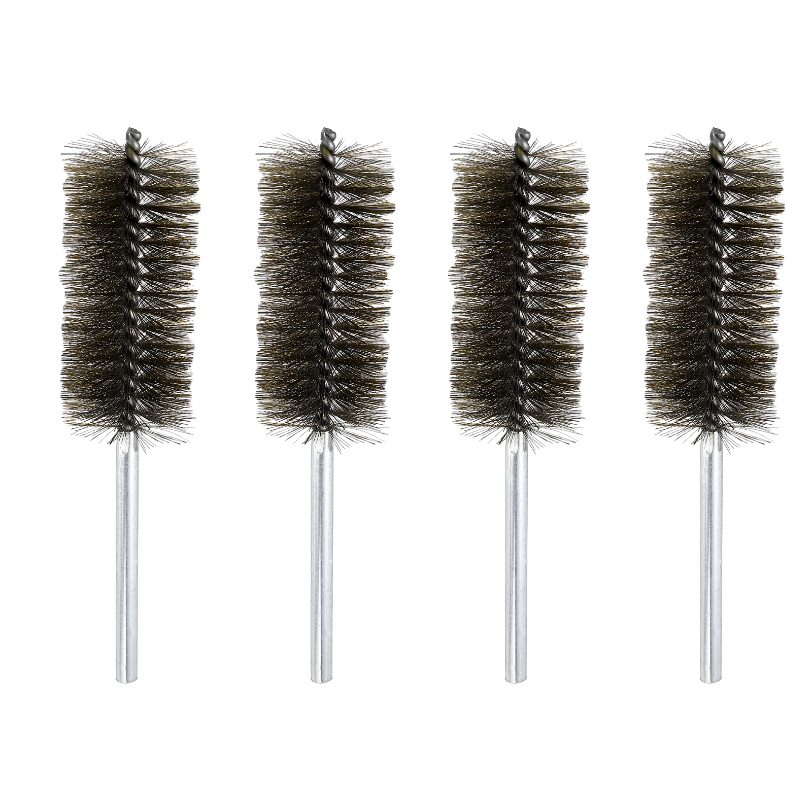 4pcs Pipe Cleaners Brush Set 1.77 Inch Stainless Steel Bristles Cleaning Brush with Ergonomic Handle for Bottles Straws Pipes Keyboards Tubes, Silver
