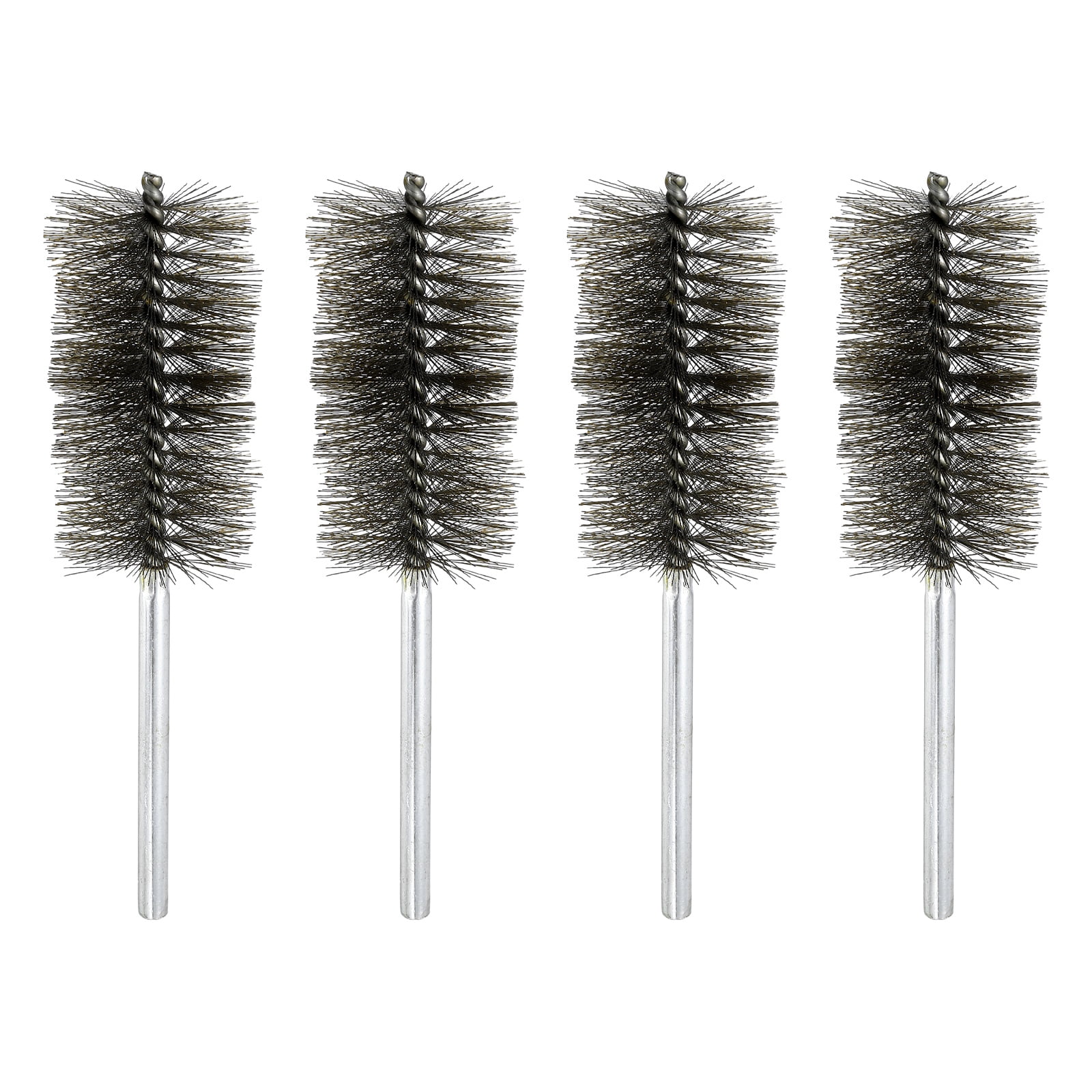 4pcs Pipe Cleaners Brush Set 1.97 Inch Stainless Steel Bristles Cleaning Brush with Ergonomic Handle for Bottles Straws Pipes Keyboards Tubes, Silver