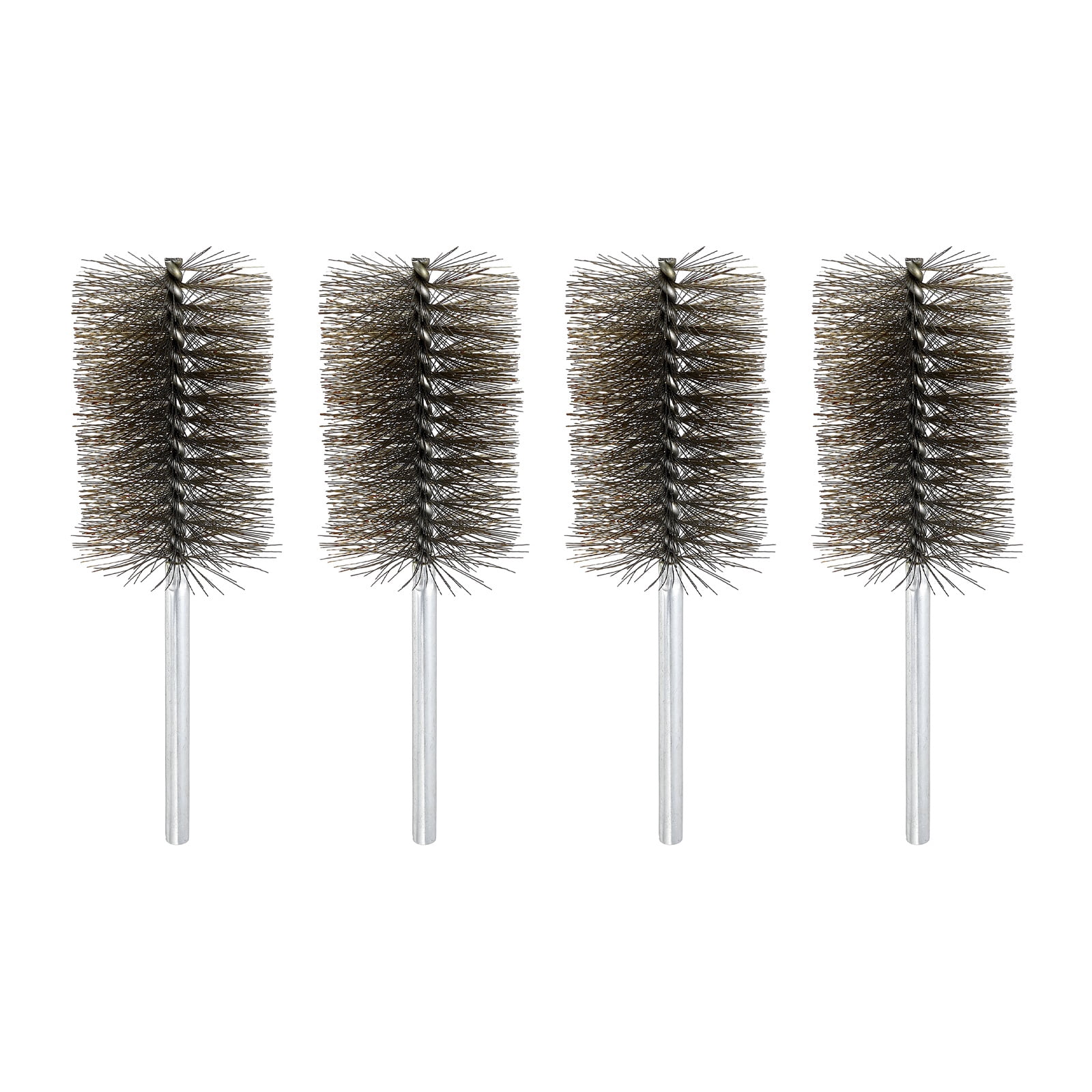 4pcs Pipe Cleaners Brush Set 2.36 Inch Stainless Steel Bristles Cleaning Brush with Ergonomic Handle for Bottles Straws Pipes Keyboards Tubes, Silver