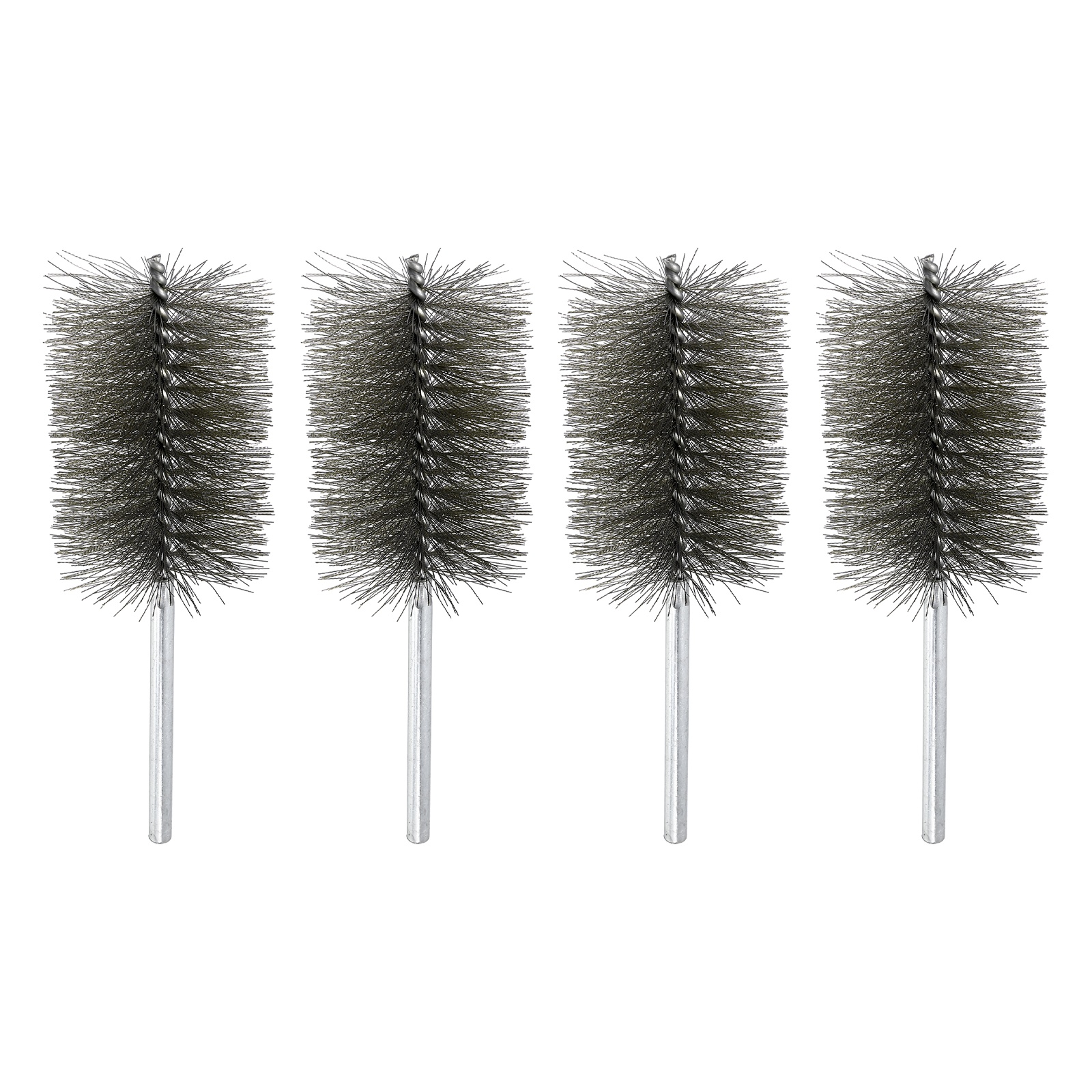 4pcs Pipe Cleaners Brush Set 2.76 Inch Stainless Steel Bristles Cleaning Brush with Ergonomic Handle for Bottles Straws Pipes Keyboards Tubes, Silver