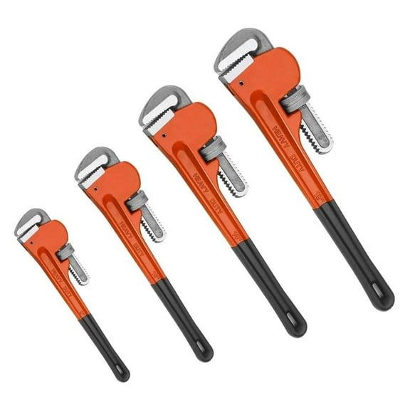 4pcs Pipe Wrench Set, Heat Treated Plumbing Wrench w/Soft Grip, Adjustable Jaws, 8" 10" 14" 18" Heavy Duty Hand