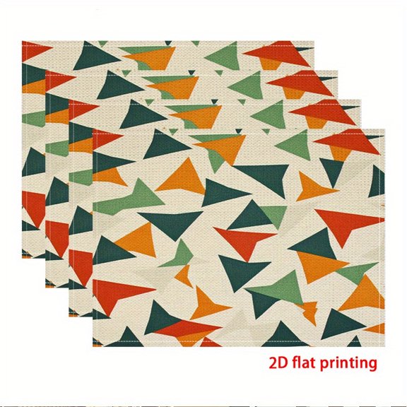 4pcs Placemat, Colorful geometric triangles on a cream background, Kitchen Holiday Party and Home Decor Placemats , Tabletop Decoration, Party Table Setting, Colorful Design, Contemporary Decor