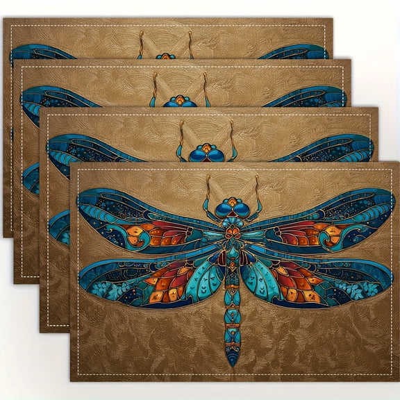 4pcs Placemats,Featuring a Dragonfly Rebirth Design Theme placemats,for Dining Table, Kitchen, Party, Indoor, Holiday, Dinner Parties And Home Decor (Table Mats) 12X18 Inch