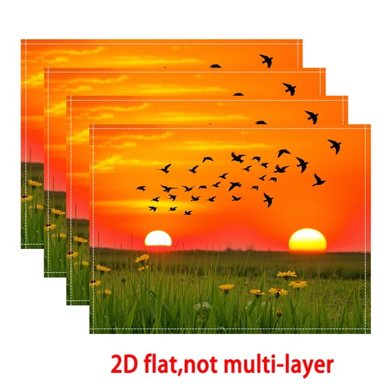 4pcs Placemats Sunset Birds Floral Placemats Seasonal Indoor Outdoor ...