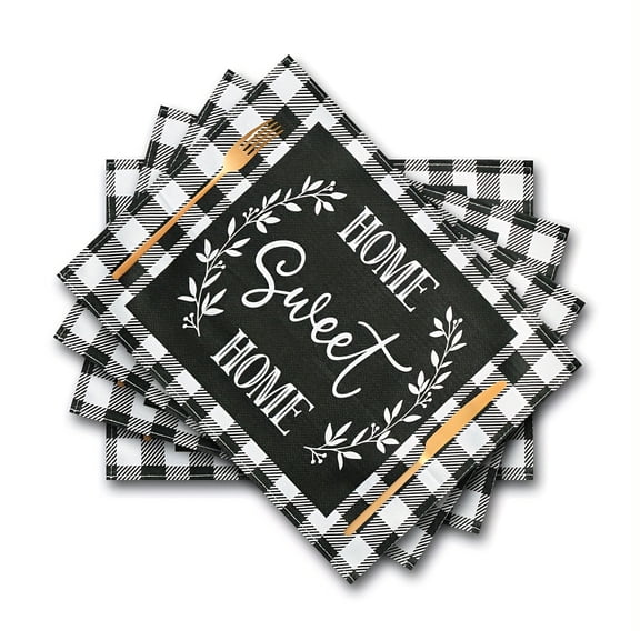 4pcs Plaid Table Cover Farm Placemats Table Mats Durable Washable Rustic Linen Vintage Placemats for Home Dinner Party Camping Wedding Table Decoration 12 x 18 Inch