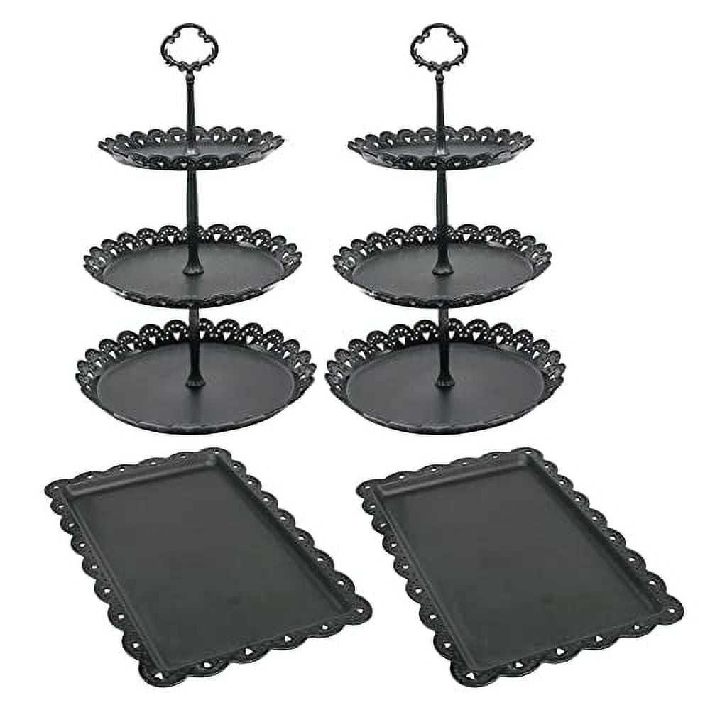 4pcs Plastic Cake Stands Set Cake Holder for Wedding Birthday Party