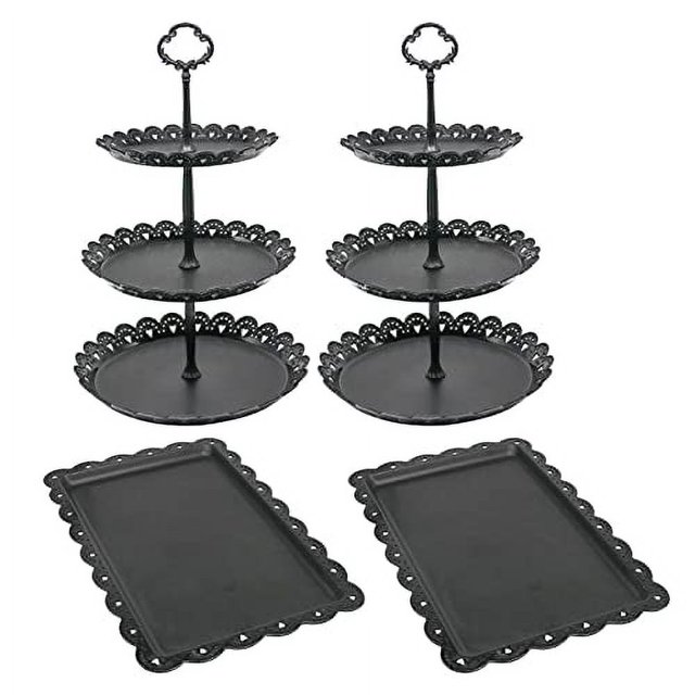 4pcs Plastic Cake Stands Set Cake Holder for Wedding Birthday Party