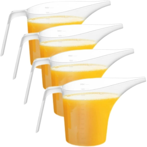4pcs Plastic Funnel Pitcher,Measuring Cup with Long Spout,Large Capacity Easy Pour Cup,Perfect for Bakeware Mold,Oils,Watering Plants 1000ml