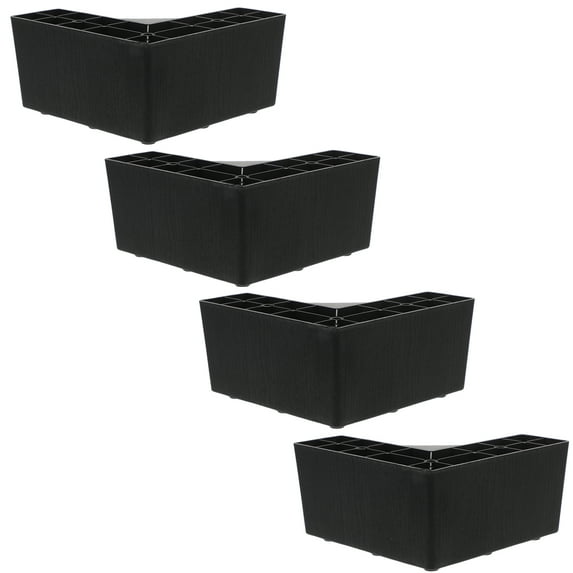OUNONA 4-Pack Black Plastic Furniture Risers for Sofa, Couch, Bed, Cabinet - Height Boosters for Home Use