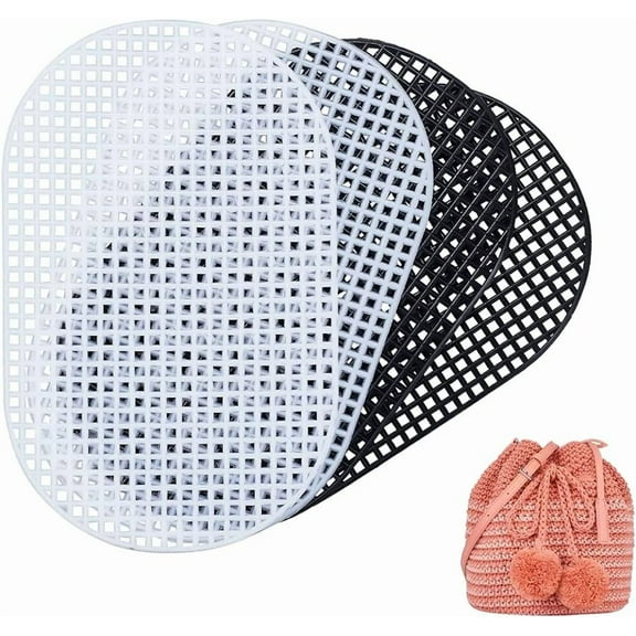 4pcs Plastic Mesh Canvas Sheets for Embroidery 2 Colors Oval Mesh Knitting Crochet Bag Bottom 5 Mesh Blank Needlepoint Canvas Sheet Plastic Mesh Mat