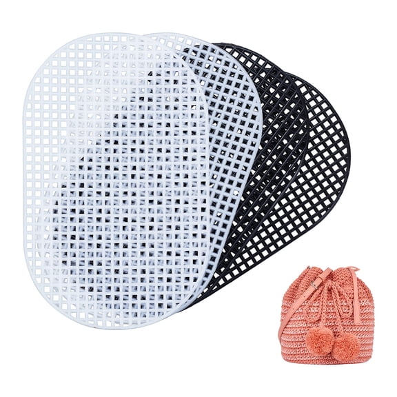 4pcs Plastic Mesh Canvas Sheets for Embroidery 2 Colors Oval Mesh Knitting Crochet Bag Bottom 5 Mesh Blank Needlepoint Canvas Sheet Plastic