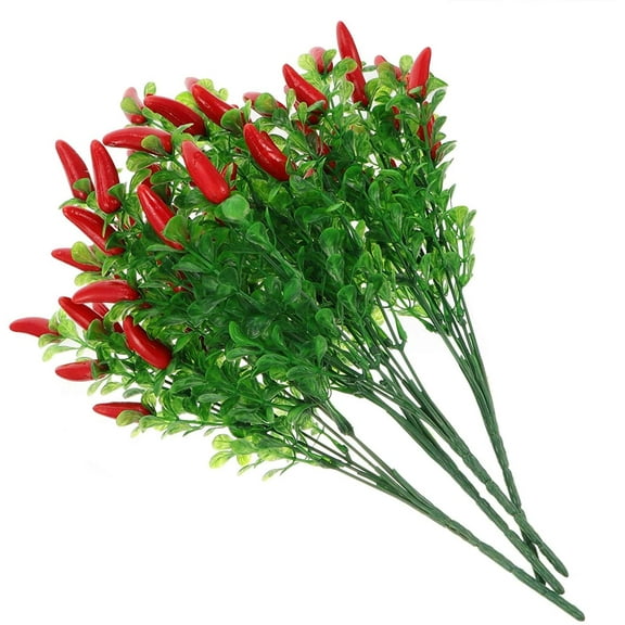 4pcs Plastic Simulation Pepper Bouquet, Fake Chili Bouquet, Artificial Plant Bouquet for Home Decor