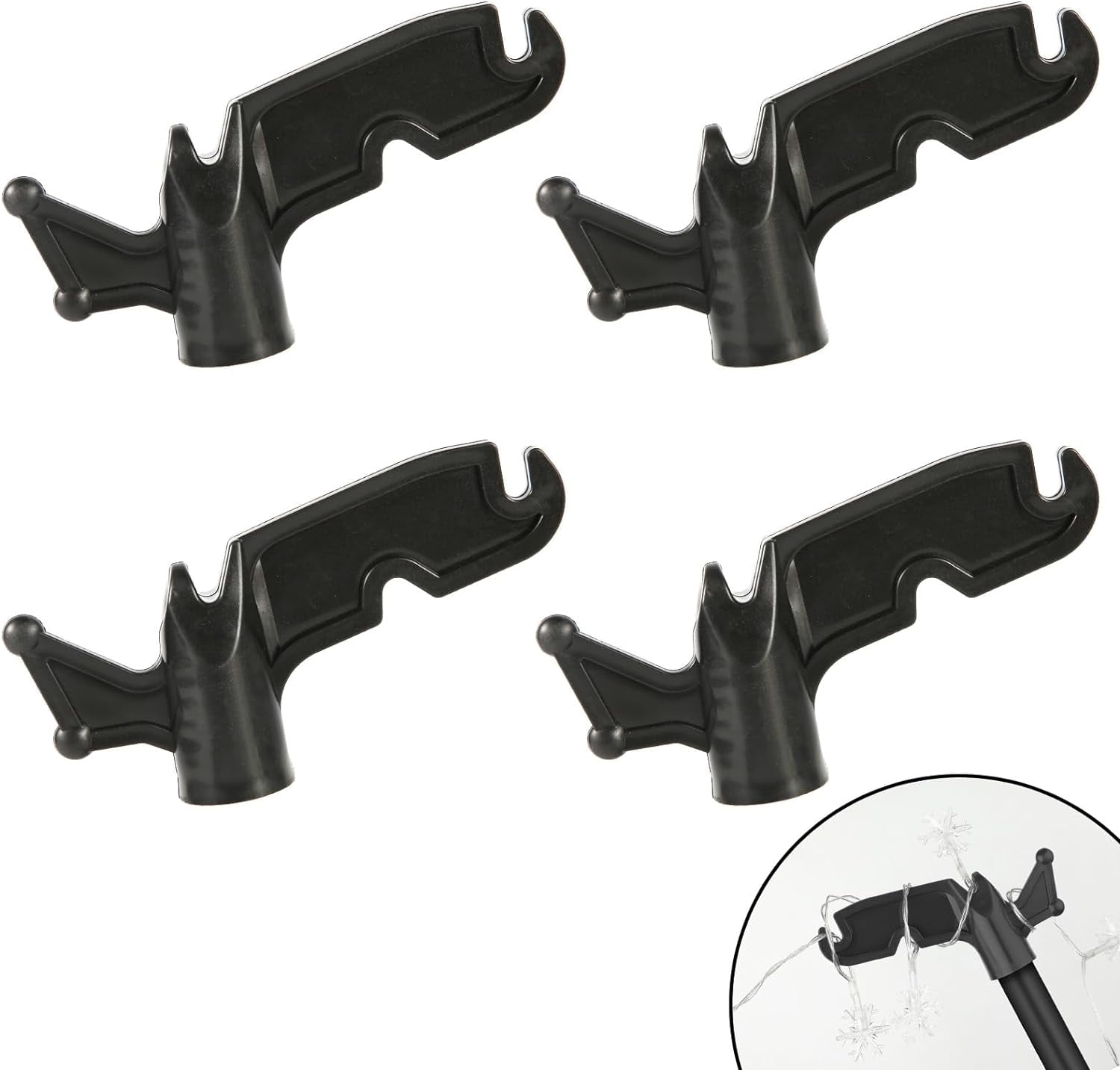 4pcs Plastic Utility Hook, 3/4 inch Screw on Pole Hook Attachment Multi