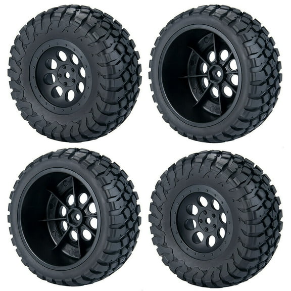 4pcs Plastic Wheels Rims Rubber Tires Fits for 1/10 TRAXXAS SLASH RC Short-Course Car