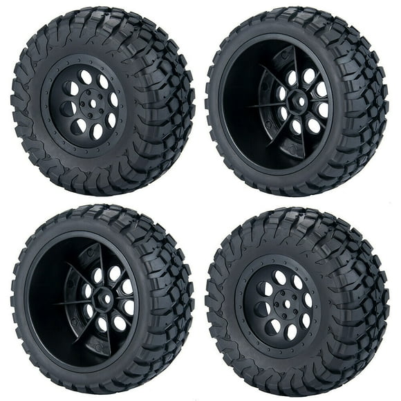 4pcs Plastic Wheels Rims Rubber Tires Fits for 1/10 TRAXXAS SLASH RC Short-Course Car