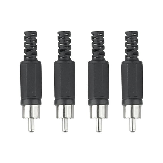 4pcs Plastic audio equipment male Plug RCA male welding Connector welding type Black