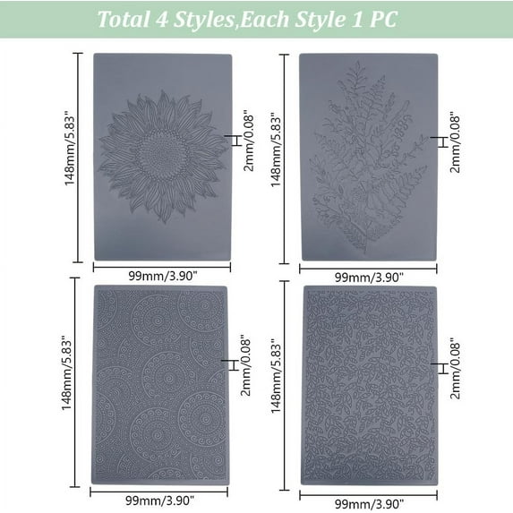 4pcs Polymer Clay Texture Sheets Set Texture Sheets Polymer Clay Works with Polymer Clay Cutter Effect as Polymer Clay Texture Roller Flowers for Clay Making