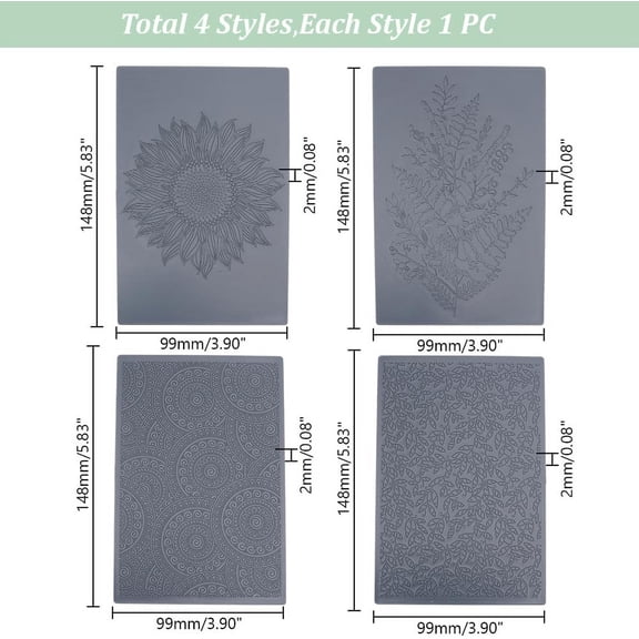 4pcs Polymer Clay Texture Sheets Set Texture Sheets Polymer Clay Works with Polymer Clay Cutter Effect as Polymer Clay Texture Roller Flowers for Clay Making