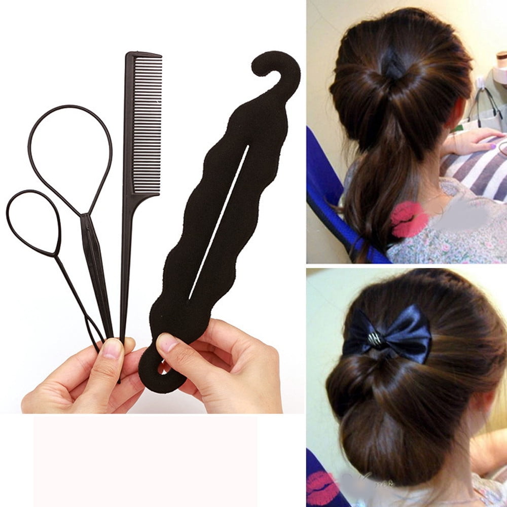 Sdotter 4pcs/set French Braid Tool Loop Elastic Hair Bands Remover