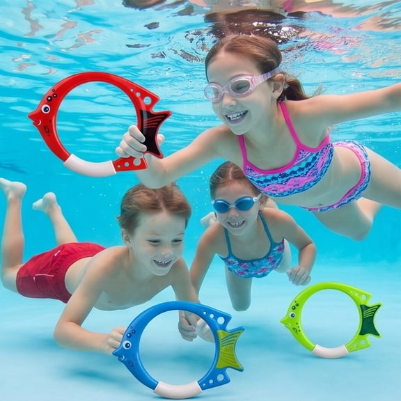 4pcs Pool Diving Gift Rings, Underwater Retrieve Training Sink Dive Game Set, Summer Pool Party Essential for Adults, Swim Skill Practice, Family Water Fun, Outdoor Swimming Pool Activity, Colorful