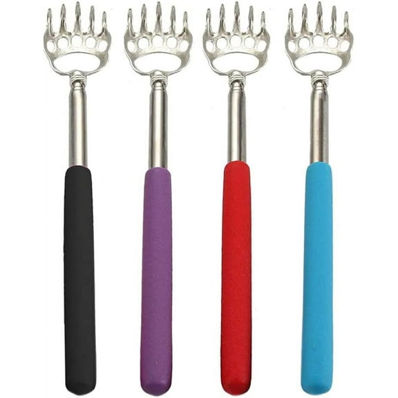 4pcs Portable Extendable Telescopic Bear Claws Metal Back Scratchers Hand Massager Backslap for Both Human and Pets