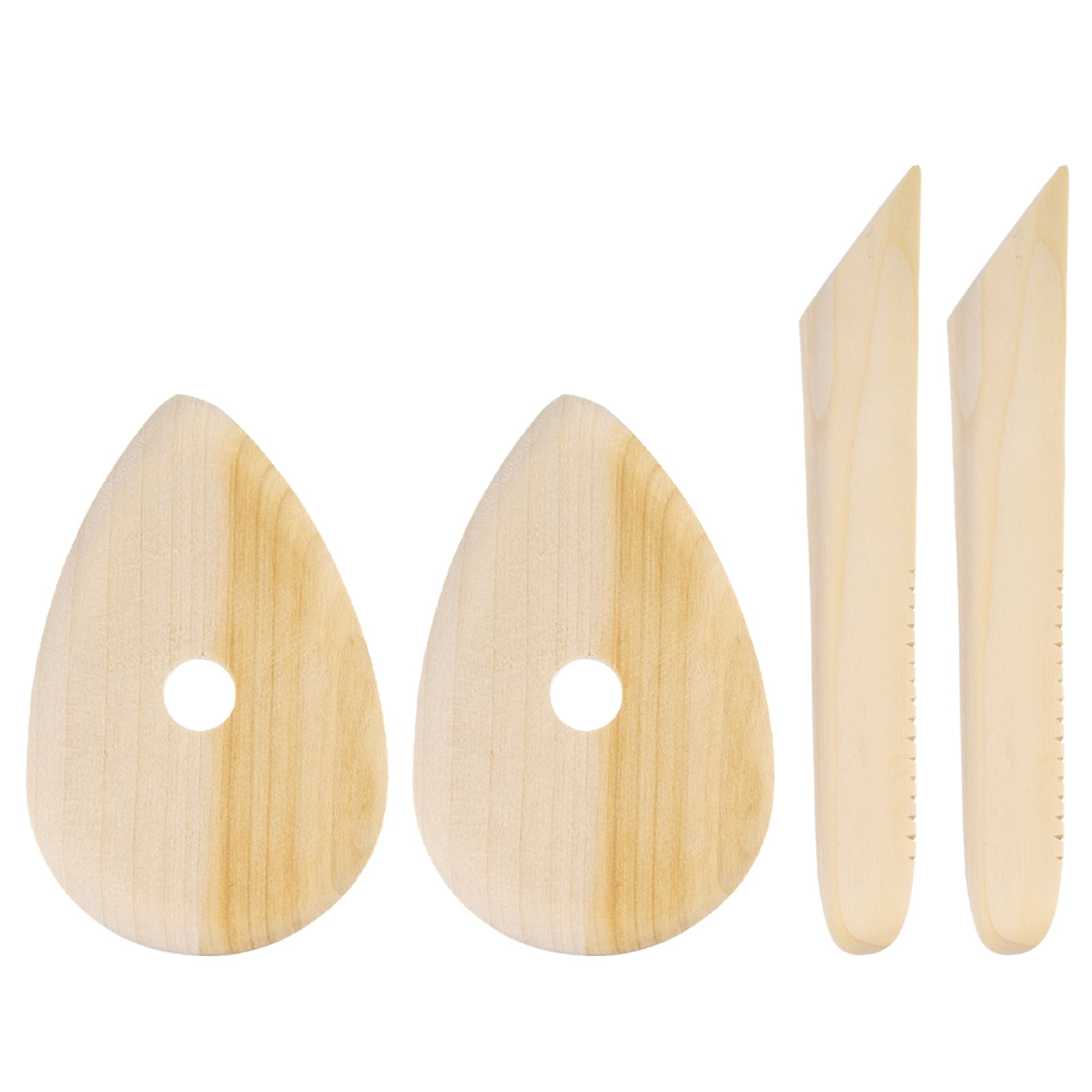 Pottery Ribs With Ruler 4pcs Pottery Ribs 10.3cm x 6.6cm 18.5cm x 3.3cm Wooden Clay Ceramic ...