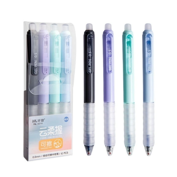 4pcs Press The Erasable Pen, 40ml 0.5 Erasable Gel Pens, 4 Colors Retractable Fine Point Erasable Pens Clicker