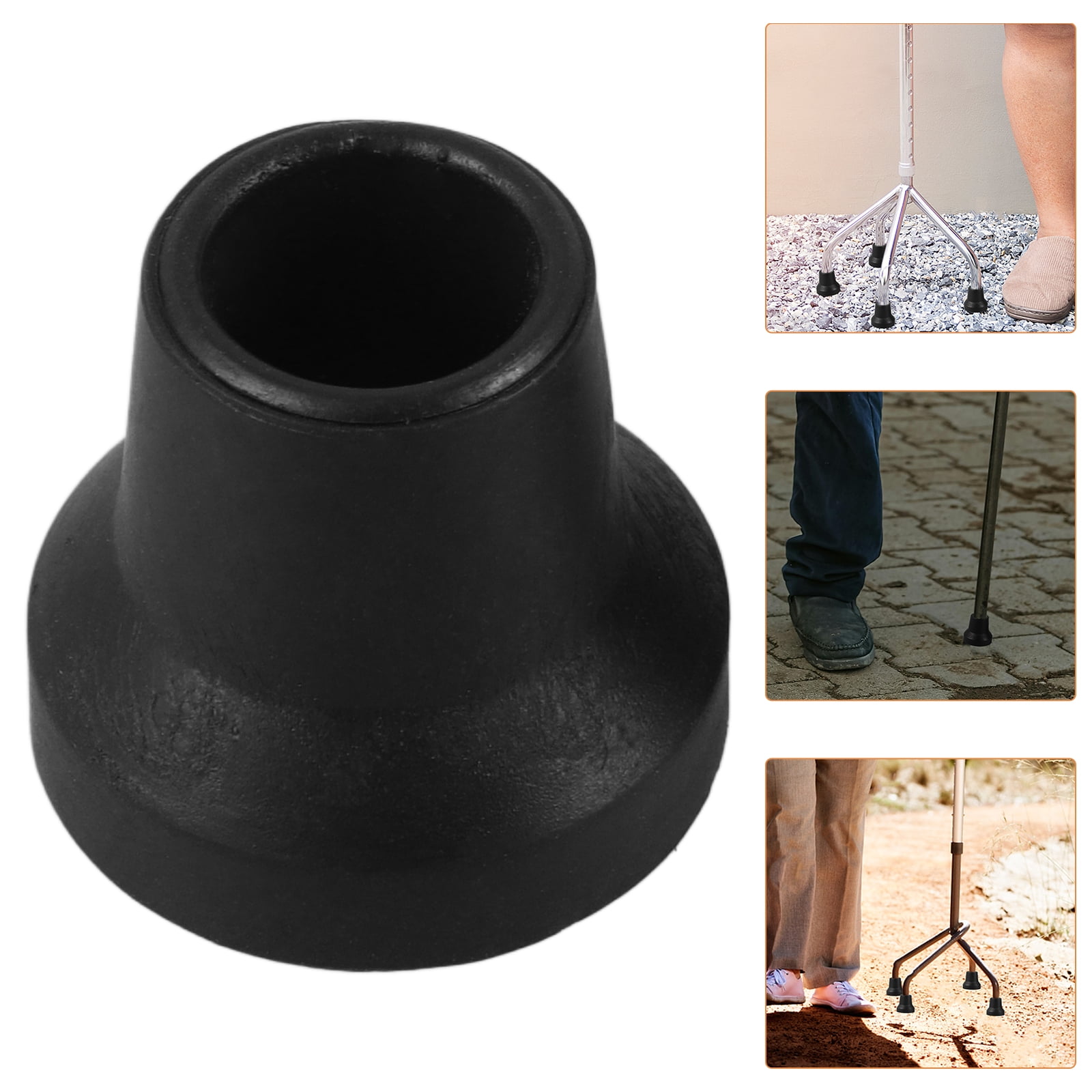 WHAMVOX Quad Cane Tips Set of 4 Heavy Duty Rubber Non-Slip Grip Replacement Accessories for Walking Stick