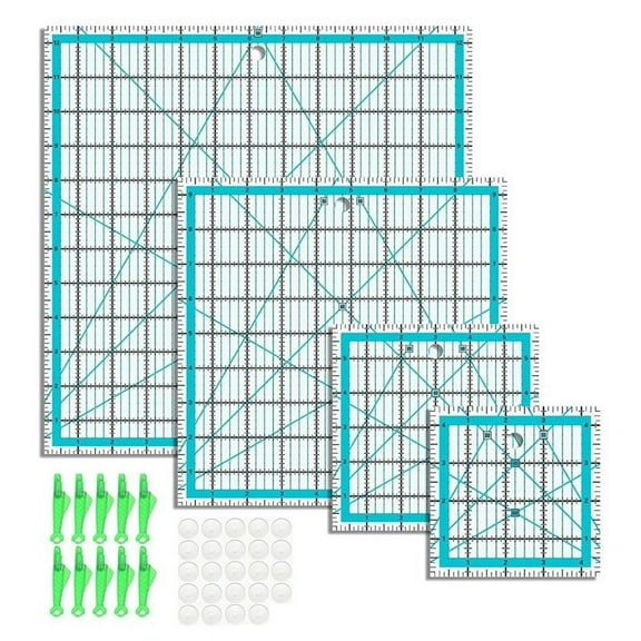 4pcs Quilting Rulers,Quilting Rulers and Templates,Square Quilting Rulers Fabric Cutting Ruler for Quilting and Sewing
