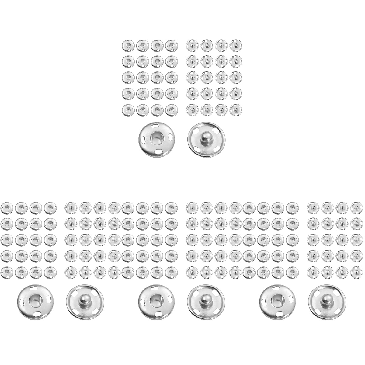 50 Sets Silver Sew-On Snap Buttons – 8.5mm Metal Snaps For Jeans, Jackets, Crafts & DIY Sewing