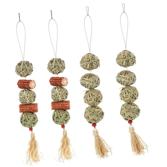 Raindrops Hanging Rabbit Chew Balls, Natural Grass, Multi-Functional, Teeth Cleaning, Bunny Accessory