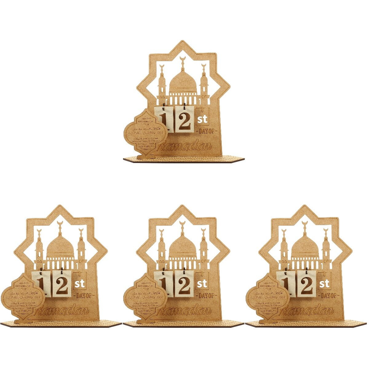 4pcs Ramadan Advent Calendar Wooden Eid Mubarak Calendar Ramadan