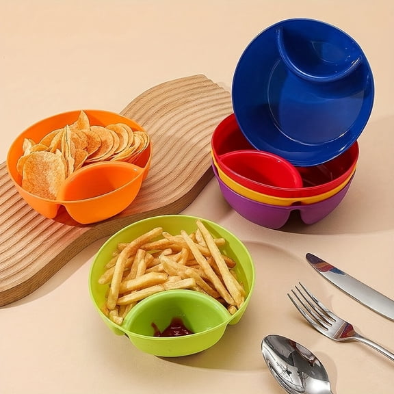 4pcs Random Color Set of Vibrant Colorful Plastic French Fry Bowls - Multifunctional Snack Containers for Dipping, Serving, And Storing - Non-Fragile, Space-Saving, Easy-To-Clean Kitchen Essentials