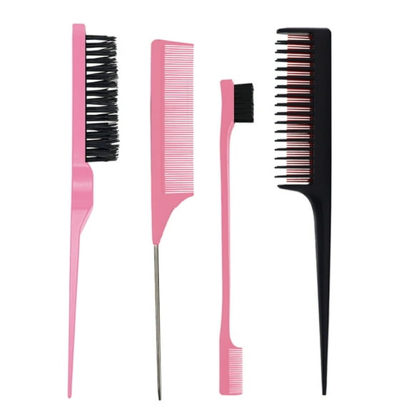 4pcs Rat Tail Comb Edge Brush Teasing Fluffy Hair Brush Styling for Women Kids