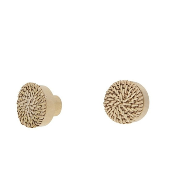 4pcs Rattan Knob W/screw Woven Wicker Round Wood Handle Furniture Pull 30/35/40/45mm Exquisite White Coffee