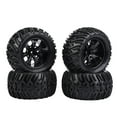 thumbnail image 1 of 4pcs Rc Car Tires, Y-Shaped Pattern Tyre Rubber Tires With Hubs, For 1/10 Scale Rc Truck Model Vehicle Accessories(7/10 Holes) [Black 7-hole outline], 1 of 8