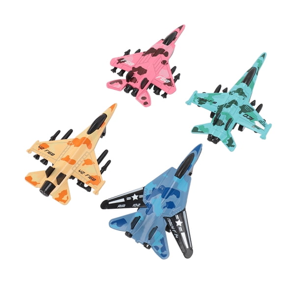 4pcs Realistic Alloy Pull Back Fighter Jet Model Toy Collectible Diecast Warplane Aircraft Set for Kids Toddlers Holiday Gifts 3.9 inches / 10 cm Type 2