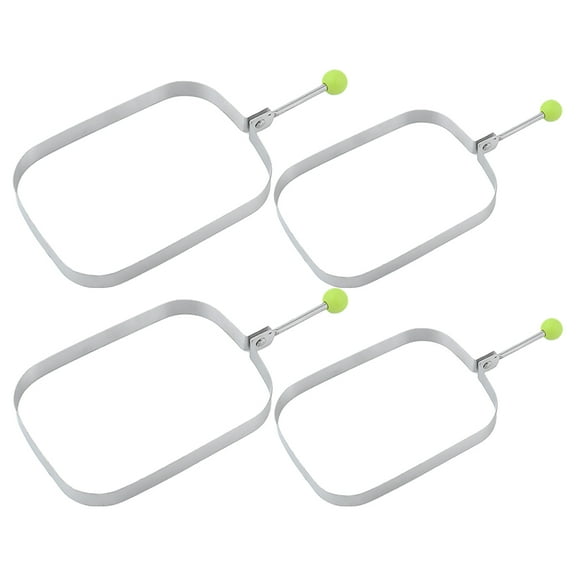 4pcs Rectangular Egg Ring, Pancake Ring Stainless Steel Fried Egg Ring Griddle Pancake Mold with Handle for Breakfast Omelette Sandwich