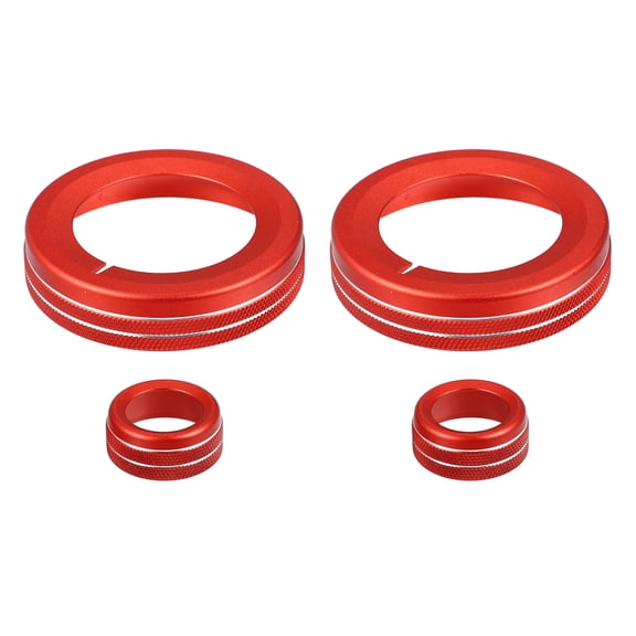4pcs Red Aluminum Alloy Car Center Control Ring Knob Ring Cover for Chevrolet Camaro 2010-2015 Switch Button Decor