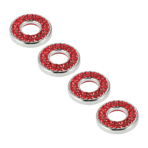 4pcs Red Bling Inner Car Door Lock Stickers Pull Rod Bolt Covers Decoration for Mercedes Benz E C Class GLC 2015-2019