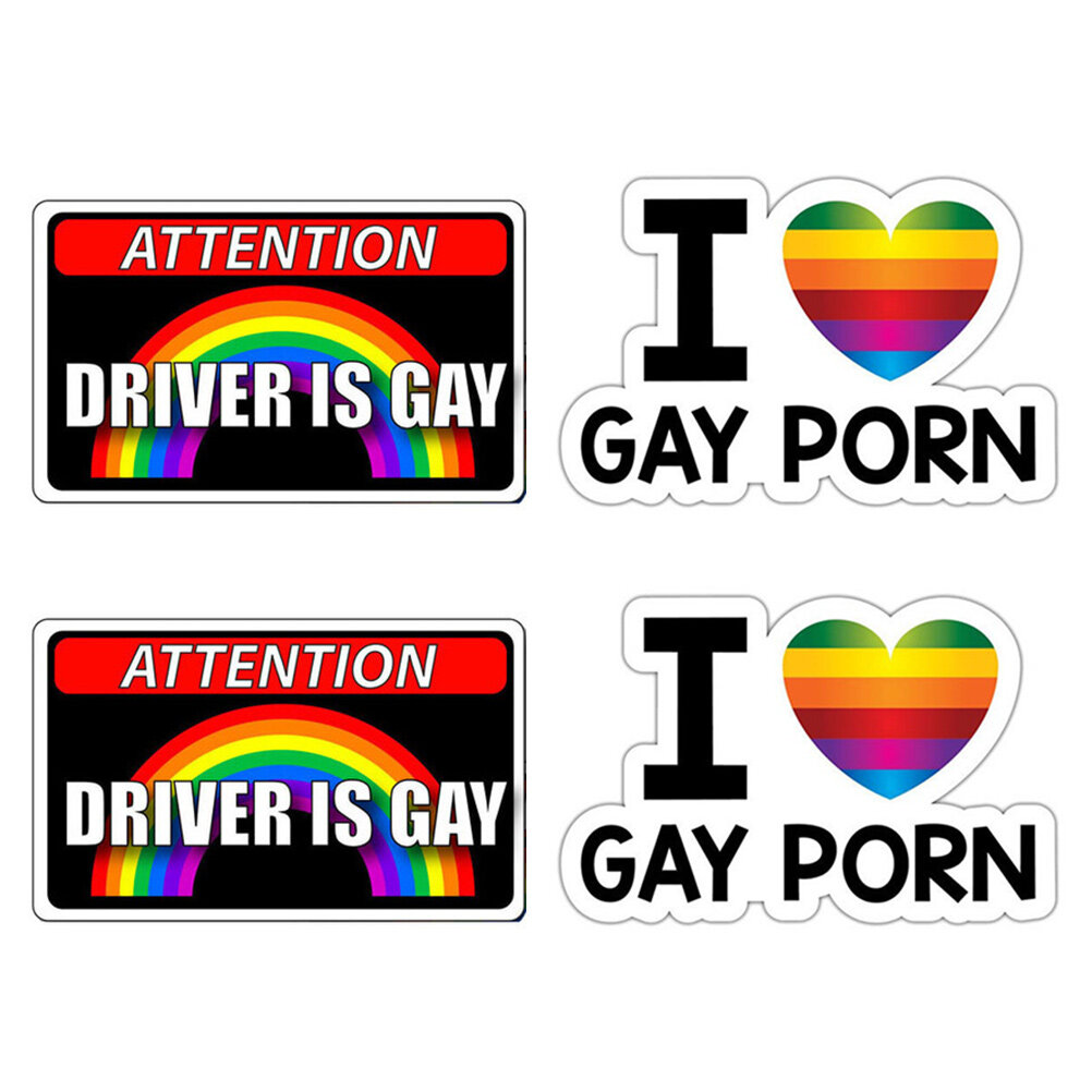 4pcs Reflective Rainbow Car Decals Funny Car Stickers Gay Pride Car