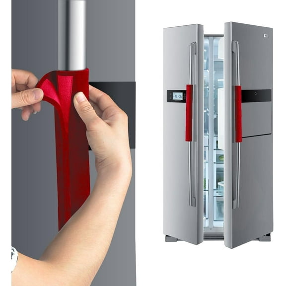 4pcs Refrigerator Door Handle Covers, Appliance handle cover, Oven Dishwasher Fridge Decors for Kitchen, Red