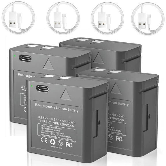 4pcs Replacement for LIT-10 Battery Pack, Cellular Trail Camera Battery Compatible with SPYPOINT Link-Micro, Link-Micro-S-LTE, Cell-Link 10, LM2 Hunting Camera[10500mAh Type-C Charging]