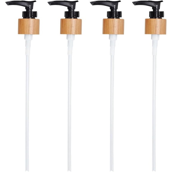 4pcs Replacement Pumps Dispenser Replacement Pumps for Soap Dispensers Black Plastic Bamboo Dispenser Pumps for Soap Lotion Shampoo Kitchen and Bathroom
