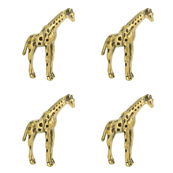 4pcs Retro Brass Giraffe Figurine Brass Adornment Animal Shaped Brass Statue