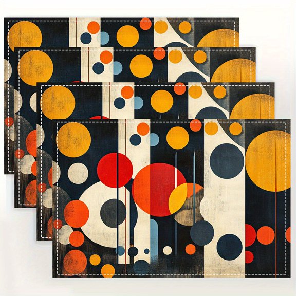 4pcs, Retro Mid Century Atomic Composition 223 Poster placemats, fashion print pattern table mat, for dining table, kitchen, party, indoor, holiday