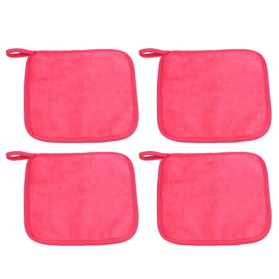 4pcs Reusable Makeup Removal Cleaning Cloth Washable Makeup Remover Cleaning Towels Rose Red 8''x8''