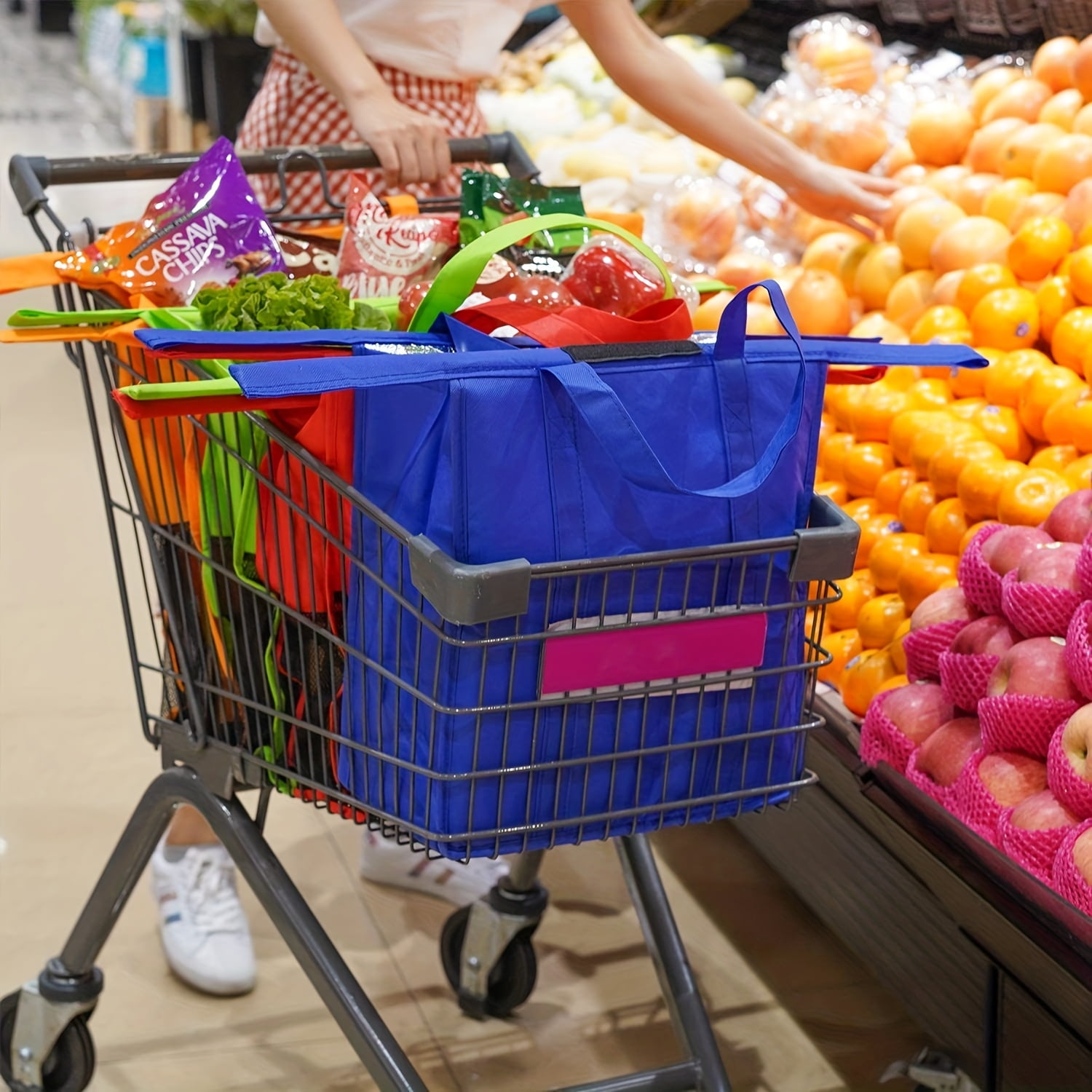 4pcs Reusable Shopping Cart Bag, Including 3 Mesh Bags And 1 Thermal — free download